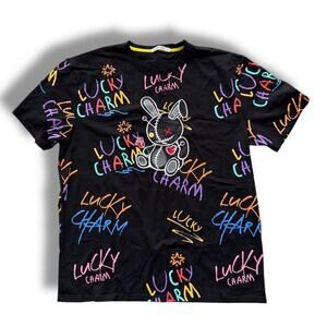 Men's Lucky Charm Original Embroidered All Over Print Graffiti T Shirt Sz 3XL